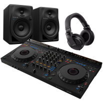 AlphaTheta DDJ-GRV6 + Pioneer DM-50D-BT (Pair, Black) + Pioneer HDJ-X5-K (Black) Bundle